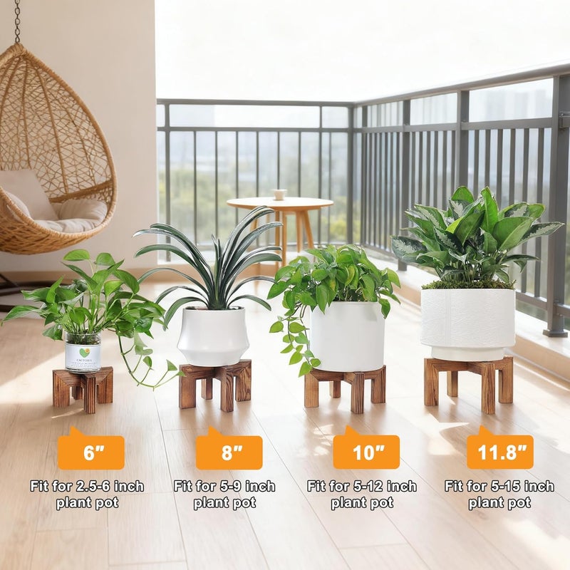 Vigordream Plant Stand, Indoor/Outdoor Wood Plant Holder, Single Flower Pot Stand, Sturdy Planter Stands (Walnut, Fit 2.5-6 inch pots) - Image 5